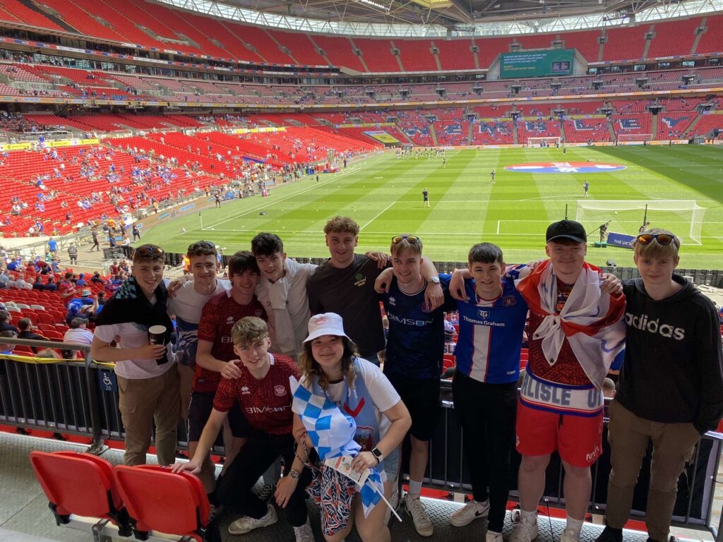 Carlisle United fans soaking in Wembley before the final in May
