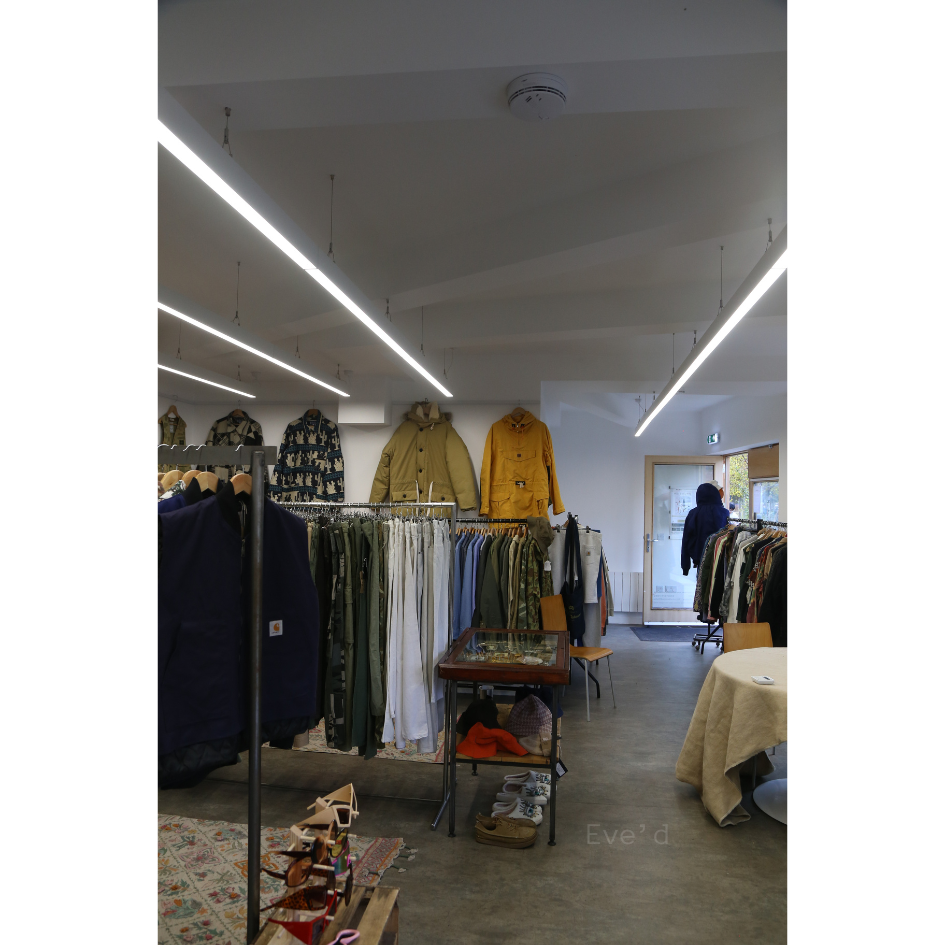 RE:BOURN menswear section, overview of the store.